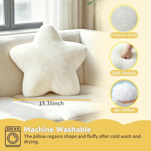 2PCS Star Pillow Set,15.35“ Cute Purple Decorative Throw Pillows for Bed