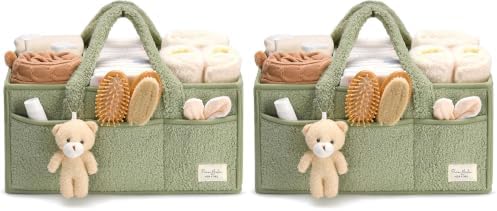 Diaper Caddy Organizer for Changing Table, Storage Basket for Wipes, Gift for Baby Shower, Car Organizer, Nursery Organizer, Portable Storage (Pack of 2)