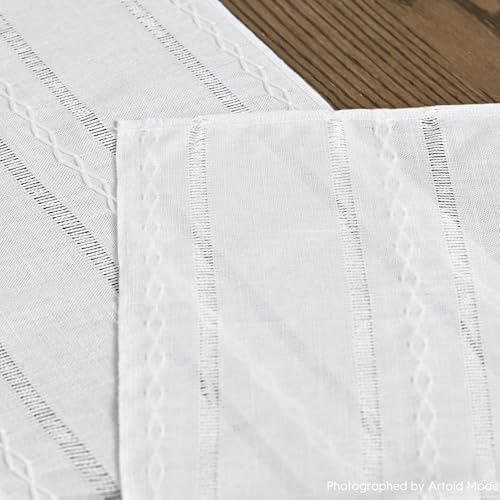 Artoid Mode White Rustic Cotton Linen Table Runner 13x108 Inch