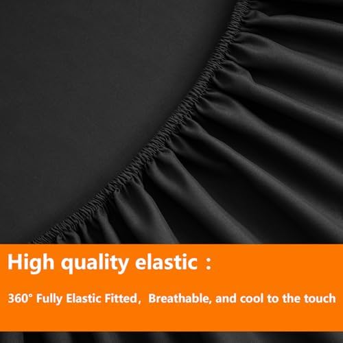 TAIMIT Queen Size Comforter Set - 7 Pieces, Bed in a Bag Bedding Sets with All Season Soft Quilted Warm Fluffy Reversible Comforter,Flat Sheet,Fitted Sheet,2 Pillow Shams,2 Pillowcases,Black