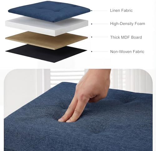 DUMOS 43 Inch Folding Storage Ottoman Bench, Large Ottoman with Storage