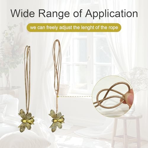 Bronze Flying Bee Magnetic Curtain Tiebacks - 2 Pack Resin Holdbacks