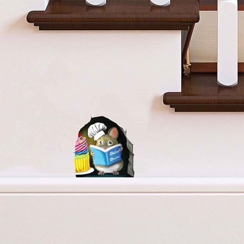 Adorable Pastry Mouse Reading Book Wall Sticker Decal – Kids Room, Classroom, Home Decor, Bookcase, Book Lover Gift, Children's Bedroom, Nursery, Cute Mouse, MICESTERPIECE