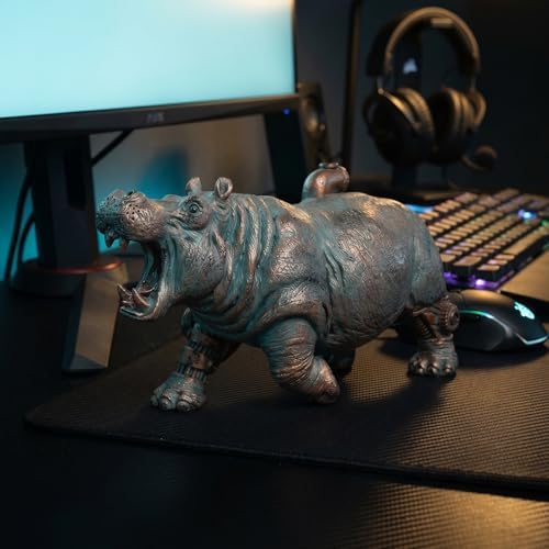 Hippo Decor - 9.4inch Resin House Hippo Statue Steampunk Hippo Figurine