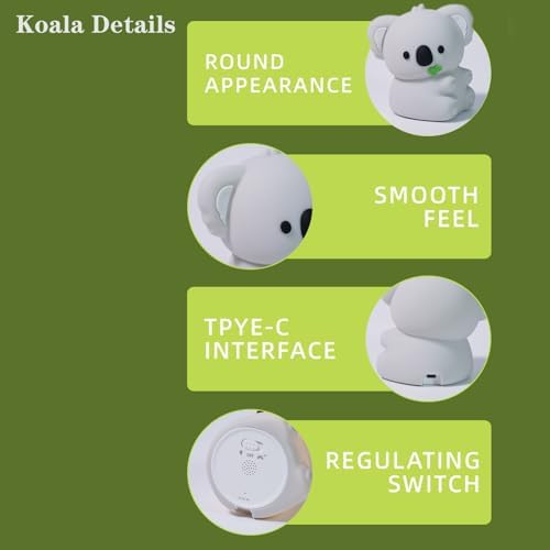 Cute Koala Night Light, LED Squishy Night Lamp, 7 Colors Dimmable Timer Nursery Nightlight for Kids, Rechargeable Touch Lamp, Dorm Decor, Kids Funny Gifts(Koala)