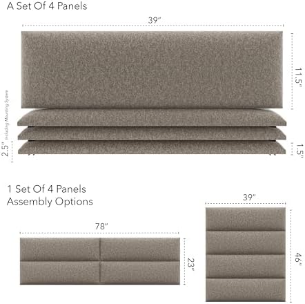 Vänt Wall Mounted Headboard Panels, King/Twin, Faux Merino Wool Brown