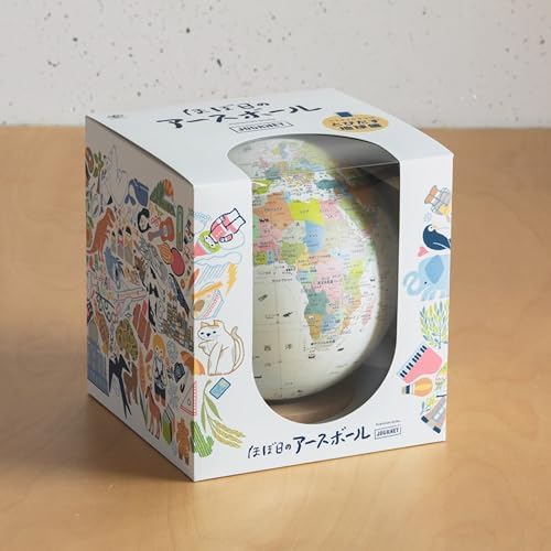 Hobonichi Earth Ball Journey, A full-scale globe type earth ball that separates the countries of the world. When you place the app, you can see the world information, Diameter 7.9 inches (20 cm), Made in Japan, Ivory