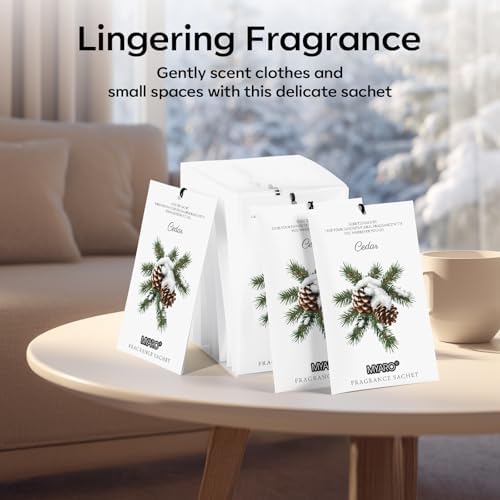 MYARO 12 Pack Cedarwood Scented Sachets, Closet Deodorizer Car Freshener