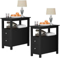 ZENY Narrow End Table Set of 2 Side Table with Drawer and Open Shelf Sofa Table for Living Room Bedroom, Small Table for Bedside, Couch