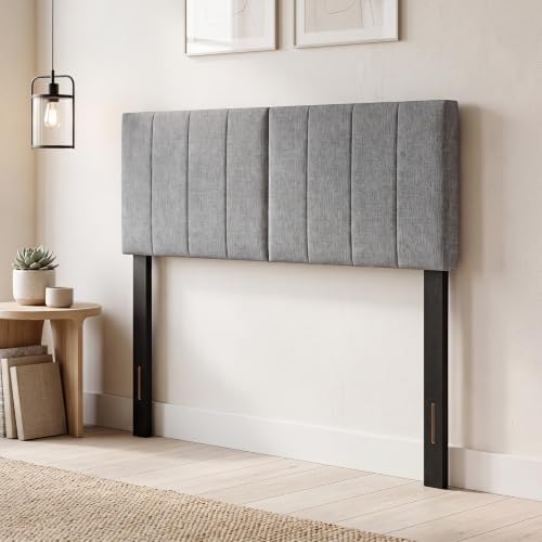 GIANTEX Linen Upholstered Headboard for Queen Full Size Bed, Dark Grey