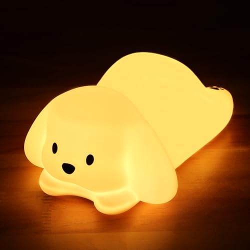 ZKLiLi Night Light for Kids Lamp, 16 Colors Lamp Cute, Dimmable Baby Night Lights for Nursery,Silicone Rechargeable Nightlight for Kids Room, Kawaii Room Decor (Dog)