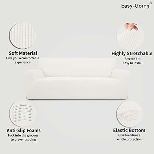 Easy-Going Stretch 4 Seater Oversized Sofa Couch Cover Cream