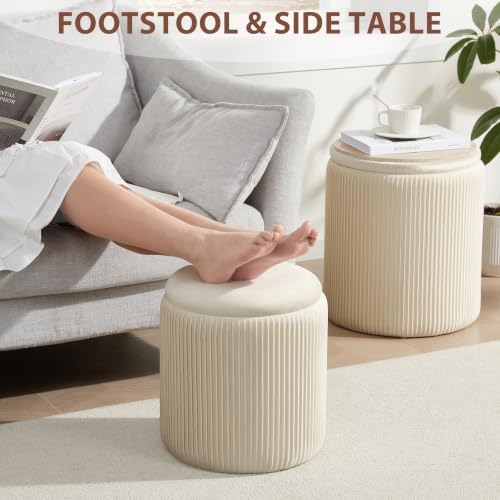 Royal Windsor Round Ottoman with Storage Set of 2, Storage Vanity Stool