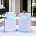 Nightstand with LED Lights Set of 2, 2 Pieces Bedside Tables with Storage Cabinet, Modern End Tables for Bedroom, White