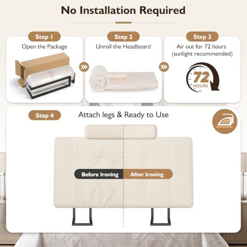Twin Headboard with Headrest, Memory Foam Upholstered Headboard