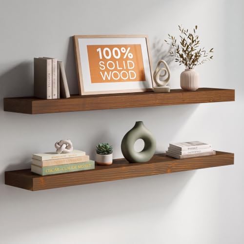 Homeforia 36 Inch Floating Shelves, High-End Solid Pine Wood, Set of 4