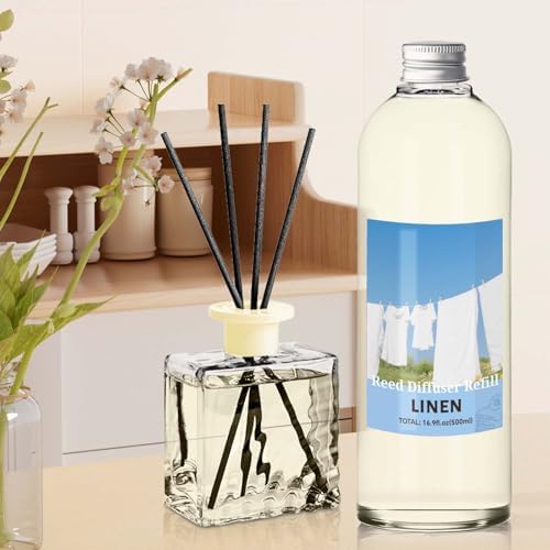 STRN Reed Diffuser Refill, Linen Scent Diffuser 500ml Long-Lasting Summer