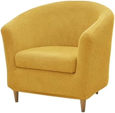 NILUOH Club Chair Slipcover 2-Piece Stretch Barrel Chair Covers Jacquard Tub Chair Slipcovers Soft Armchair Sofa Covers for Living Room