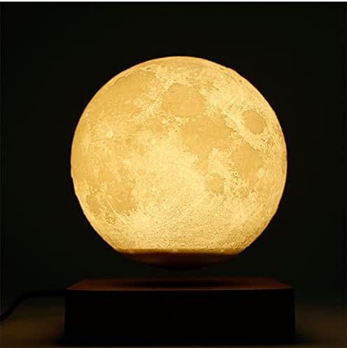 Floating 3D Moon Night Light Lamp | Magnetic Levitating LED Lamp for Bedroom with Wireless Charging | 3D Printed with 3 Color Modes & Spinning Capability