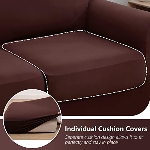 hyha 2 Pieces Chair Covers for Living Room, Chair Slipcovers Stretch Slipcovers for A Separate Cushion Couch Sofa, Armchair Covers Washable Sofa Covers (Armchair, Chocolate)