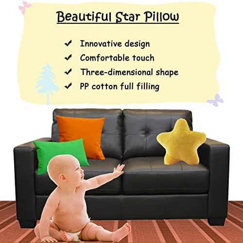 zhidiloveyou Star Pillow Plush Yellow, Stuffed Star Shaped Pillow Toy 15.7"