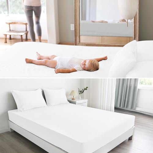 Twin Fitted Sheet Only, Soft & Cozy Twin Size Bed Sheets for Boy Kids White