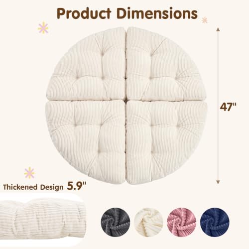 blue page Round Kids Play Mat 5.9 in Thick, 6-in-1 Circle Nursery Rug