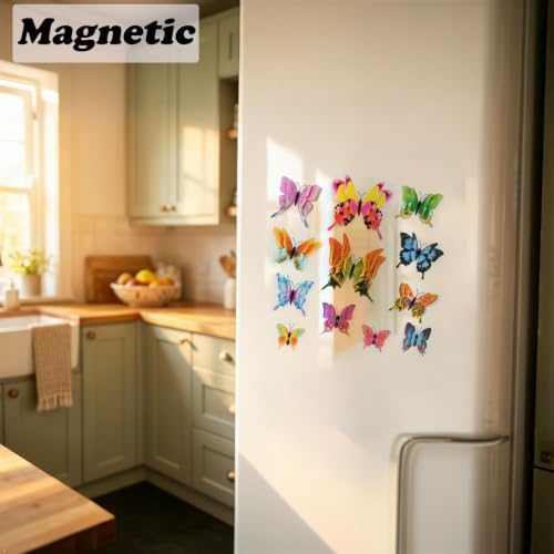 OPSEAM 3D Butterfly Wall Decor Butterfly Decorations Stickers with Magnets