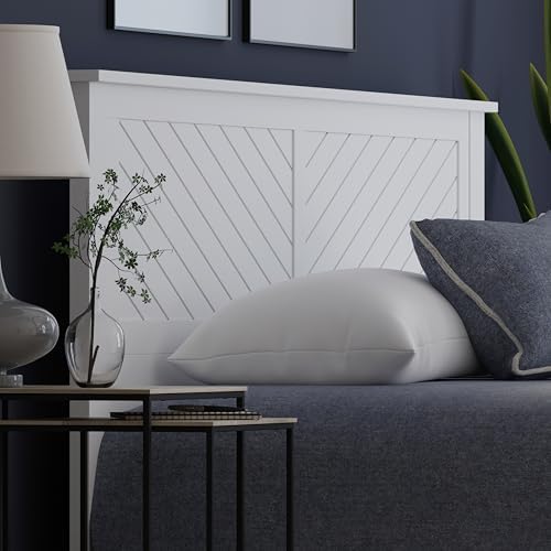 ComfIQ Serene Wood Panel Headboard with Chevron Scoring, King, White