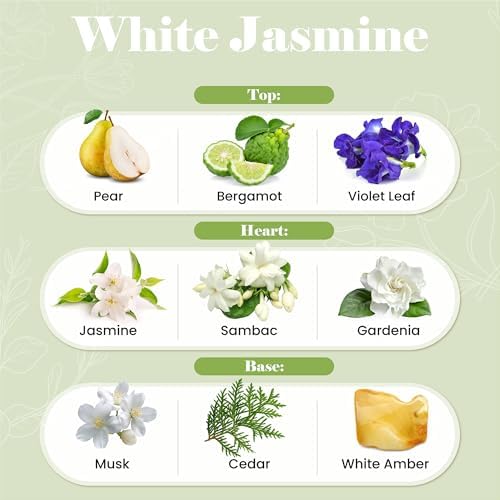 White Jasmine Aberscent Premium Reed Diffuser Oil Refill (8.5 Fl Oz/250ml) – Long-Lasting Fragrance Oil for Home, Office & Spa – Relaxing Scent, Luxury Hotel-Style Aroma