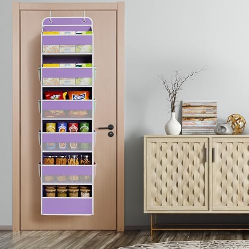 Univivi Over Door Hanging Organizer for Baby Nursery, Purple, 6-Shelf