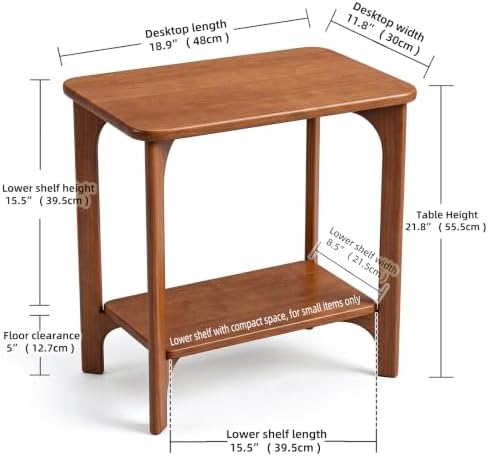 Solid Wood Walnut Small Side Table for Living Room, Bedroom