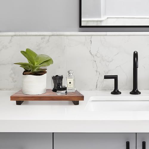 Decorative Wooden Tray for Bathroom Counter Kitchen Wood Riser Vanity Tray