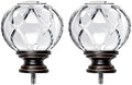 KAMANINA Black Finials for 1 or 7/8 in Curtain Rods, Crystal Netted Texture