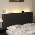 King Size Headboard Only, Wood Head Board with Charging Station & LED Lights, Modern Fluted Wall-Mounted Bed Headboards for Bedroom, Height Adjustable, Black