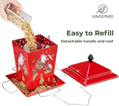 Kingsyard Metal Bird Feeders for Outdoors Hanging, Wild Hopper Bird Feeder