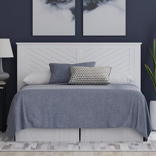ComfIQ Serene Wood Panel Headboard with Chevron Scoring, Full, White