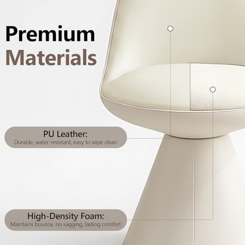 Modern Upholstered Vanity Stool Chair, Comfy PU Leather Ottoman Stool