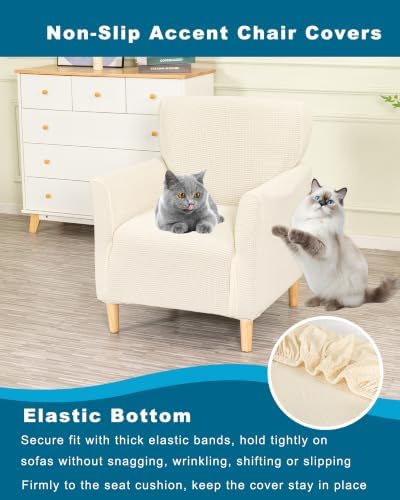 CRFATOP Accent Chair Cover,Stretch Armchair Slipcover for Living Room,Beige
