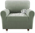 H.VERSAILTEX Jacquard Sofa Slipcover with Waterproof Seat Furniture Protector 1 Piece Stretch Sofa Covers with Elastic Bottom for Kids, Pets, Dog(Armchair, Sea Grass)