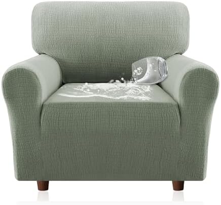 H.VERSAILTEX Jacquard Sofa Slipcover with Waterproof Seat Furniture Protector 1 Piece Stretch Sofa Covers with Elastic Bottom for Kids, Pets, Dog(Armchair, Sea Grass)