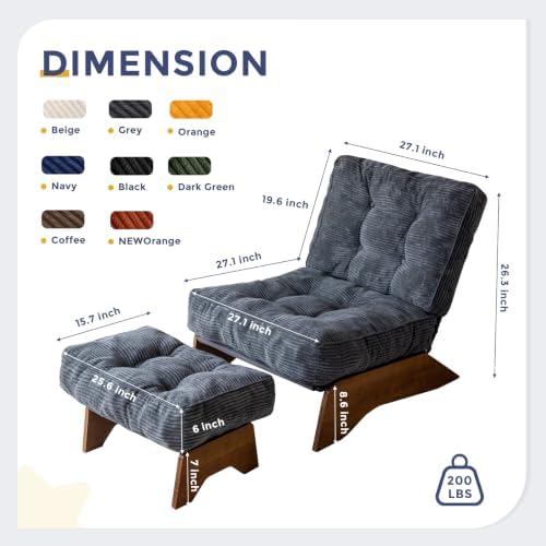MAXYOYO Accent Chair with Ottoman, Lounge Chair with Adjustable Backrest