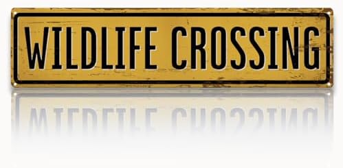 Rustic Farmhouse Metal Tin Sign, Wildlife Crossing Sign, Vintage Animal Road Signs for Porch, Yard, and Farmhouse, Animal Crossing Warning Signs, Perfect for Garden and Road, 15.7 x 3.9 inches