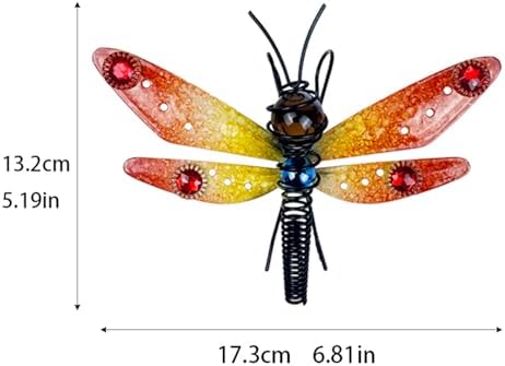 3Pcs Dragonfly Decorations for Flower Pots - Iron and Glass Painted Hanging Dragonflies Ornaments, Plant Pot Potted Hanger Figurines, Outdoor Garden Pendant Decor