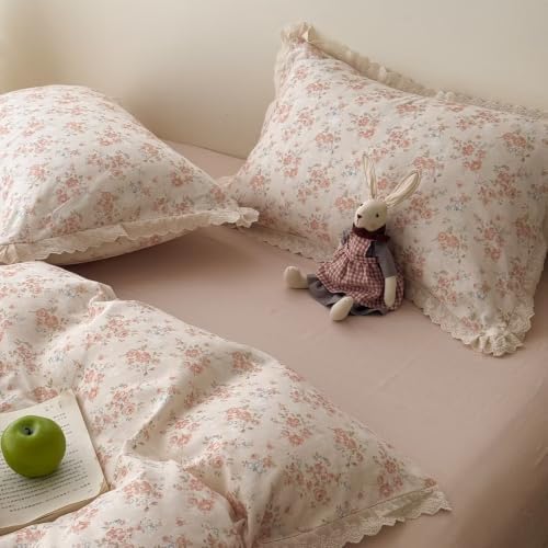 Floral Duvet Cover Set 3 Pcs,Full Size 80"×90" Cotton Bedding