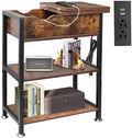 Flip Top End Table with Hidden Charging Station, 12" D x 21" W x 26" H