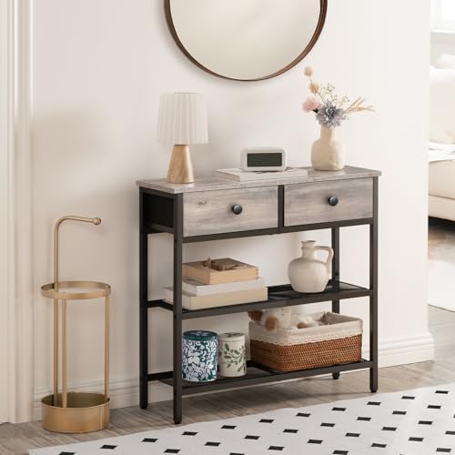 HOOBRO 29.5" Narrow Console Table with 2 Fabric Drawers, Small Sofa Table