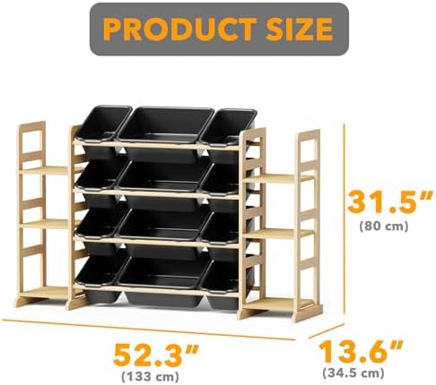 SpaceAid Toy Storage Organizer with 6 Shelves and 12 Bins, Toy Organizers Storage Bookshelf, Kids Bin Shelf Toys Box Bookcase for Bedroom Playroom Organization Room Decor, True Black