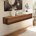 Floating Solid Wood Console Table, 39'' Wall Mounted Narrow Entryway Table with Storage Shelf, Modern Couch Shelves Small Entry Way Tables for Entryway, Front Hall, Hallway (Walnut, 39.37IN)