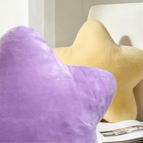 2PCS Star Pillow Set,15.35“ Cute Yellow Decorative Throw Pillows for Bed